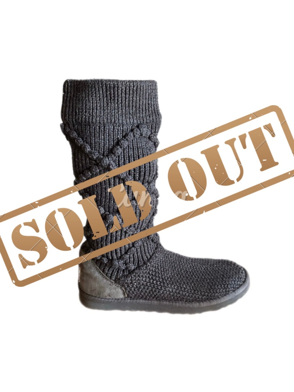 Ugg Cozy Classic Tall Gray Argyle Cable Knit Sweater Boots